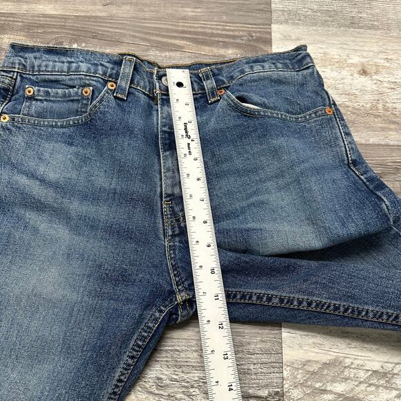 Levis 505 Mid Wash Blue Mens 32x32 Regular Straight Leg Stretch Jeans Red Tab - Picture 10 of 13